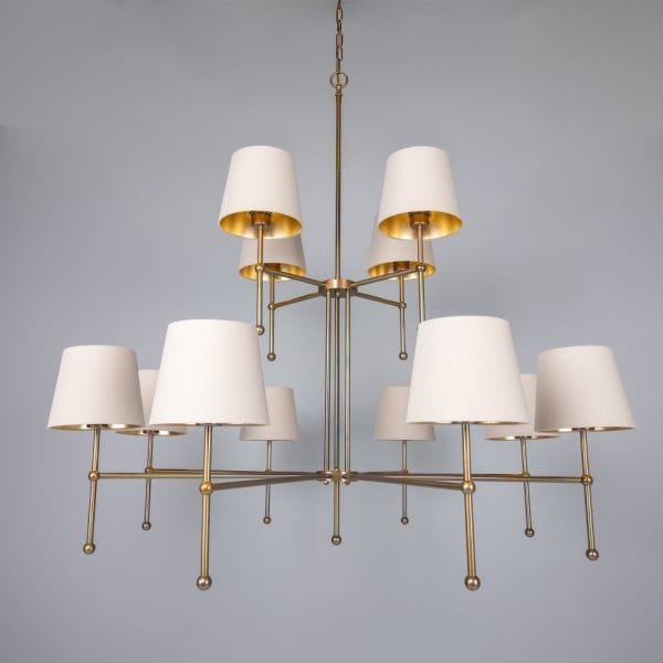 California Modern Brass Two-Tier Chandelier, 12-Arm - Image 5